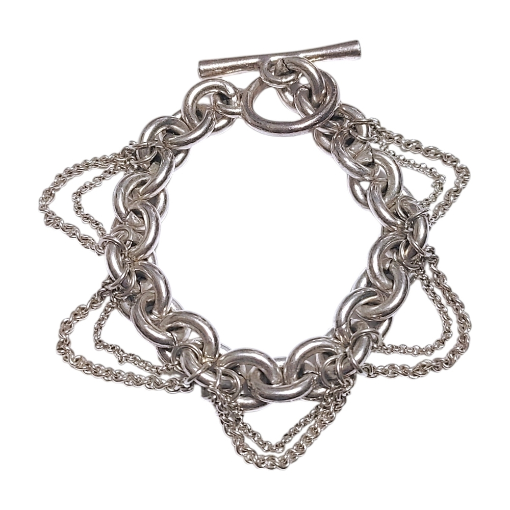 Lucky Brand Chunky Silver Tiered Chain Bracelet
